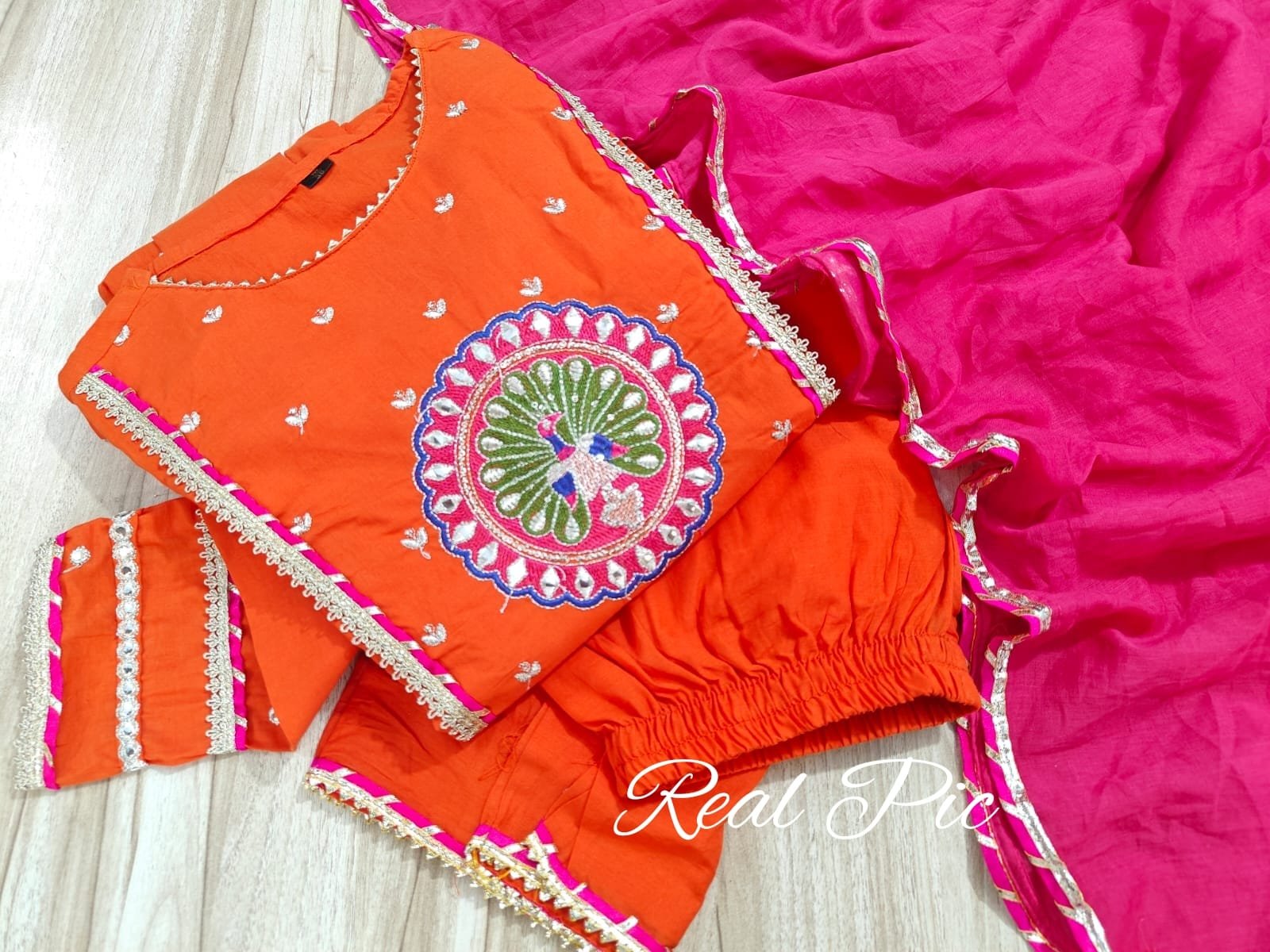 Cotton Embroidered Anarkali Suit with Dupatta